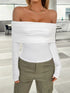 'Yarrow' Off Shoulder Ruched Crop Top - Celes Fashion